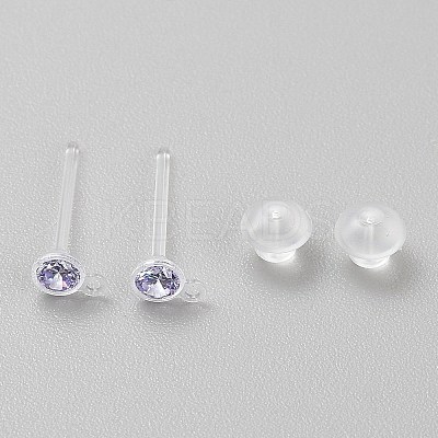 Resin Stud Earring Finding RESI-WH20001-08B-1
