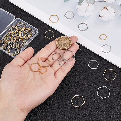 60Pcs 6 Styles 304 & 201 Stainless Steel Linking Rings FIND-GL0001-71-1