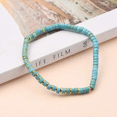 Natural Howlite Stretch Beaded Bracelets BJEW-JB05496-04-1