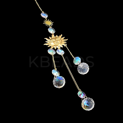 Glass Teardrop Big Pendant Decorations HJEW-M005-05A-G-1