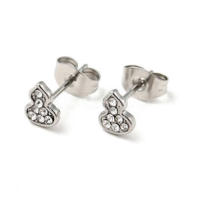 Rhinestone Gourd Stud Earrings with 316 Surgical Stainless Steel Pins EJEW-A081-04P-1