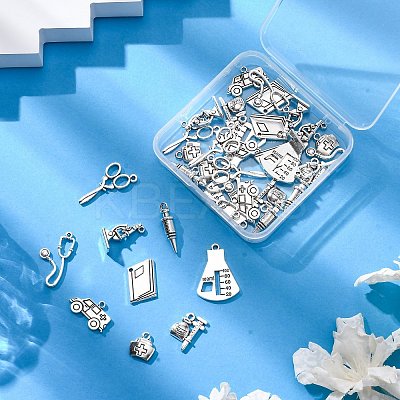 36Pcs 9 Styles Tibetan Style Alloy Pendants TIBE-FP0001-03-1