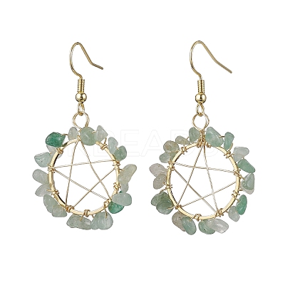 Natural & Synthetic Mixed Gemstone Chips Dangle Earrings EJEW-JE05705-1