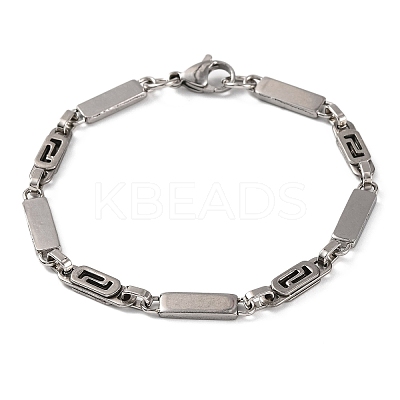 Tarnish Resistant 201 Stainless Steel Rectangle Link Chain Bracelets BJEW-B078-101P-1