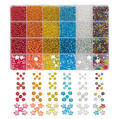24 Style Round Glass Seed Beads SEED-YW0001-65-1