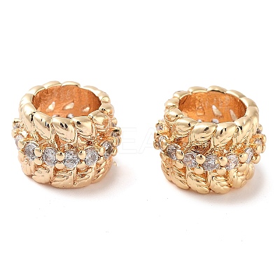 Brass Micro Pave Clear Cubic Zirconia Beads KK-U028-28G-1