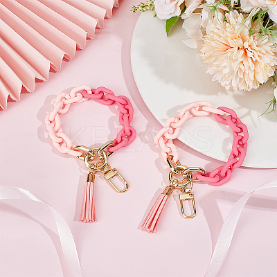 2Pcs Acrylic Cable Chain Bracelet Pendant Decorations AJEW-SC0003-71D-1