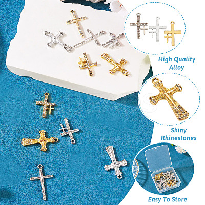 20Pcs 10 Styles Alloy Rhinestone Pendants FIND-TA0007-84-1