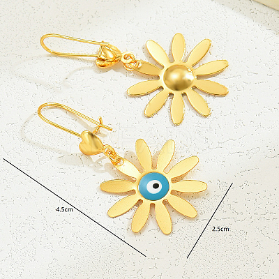 Classic Fashionable Alloy Dainty Daisy with Evil Eye Hoop Earrings YK6295-1