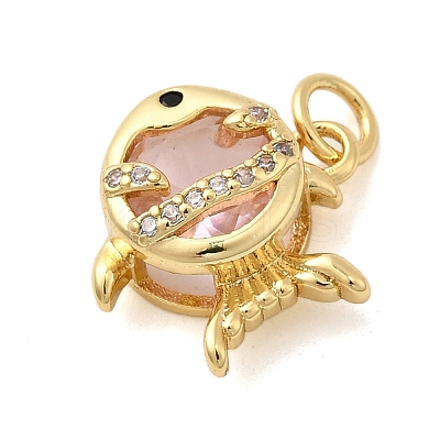Brass Micro Pave Cubic Zirconia Pendants KK-C137-09G-01-1