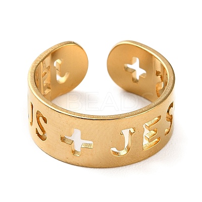 Golden 304 Stainless Steel Open Cuff Rings RJEW-P091-01G-G-1