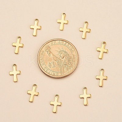 Ion Plating(IP) 304 Stainless Steel Tiny Cross Charms LS-STAS-E104-34G-1