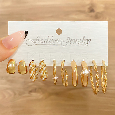 5 Pairs Alloy Hoop Earring Sets WG6DB3C-13-1