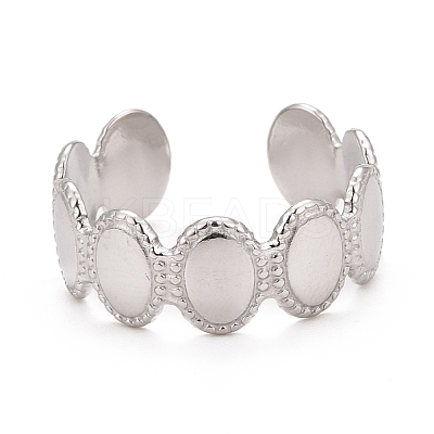 Non-Tarnish 304 Stainless Steel Oval Wrap Open Cuff Ring for Women RJEW-C025-05P-1