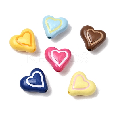 Two Tone Opaque Acrylic Enamel Beads OACR-H060-04-1