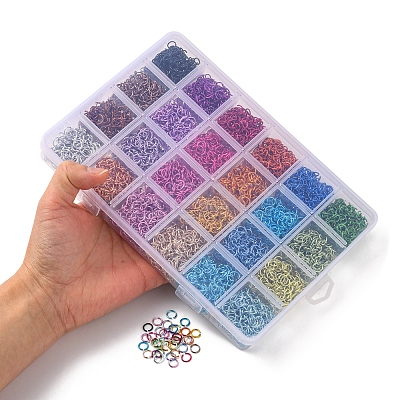 7224Pcs 24 Colors Aluminum Open Jump Rings ALUM-YW0001-02-1