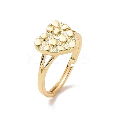Brass Heart Adjustable Ring for Valentine's Day RJEW-P034-09G-1