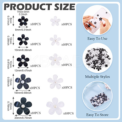 100Pcs 10 Styles Flower Resin Cabochons RESI-TA0004-28A-1