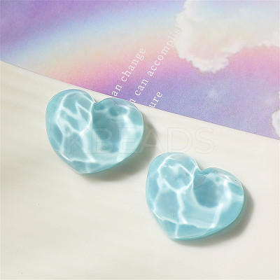 Opaque Resin Cabochons HEAR-PW0002-031E-1