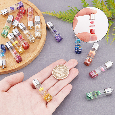 Transparent Glass Bottle Pendants GLAA-SC0001-11-1