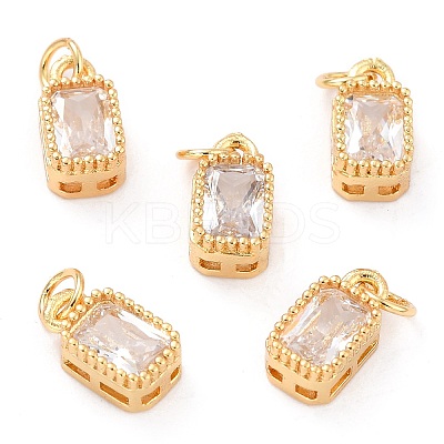 Real 18K Gold Plated Brass Inlaid Cubic Zirconia Charms X-ZIRC-L100-075G-03-1