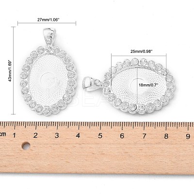 Oval Alloy Rhinestone Pendant Cabochon Settings ALRI-T354-01S-1