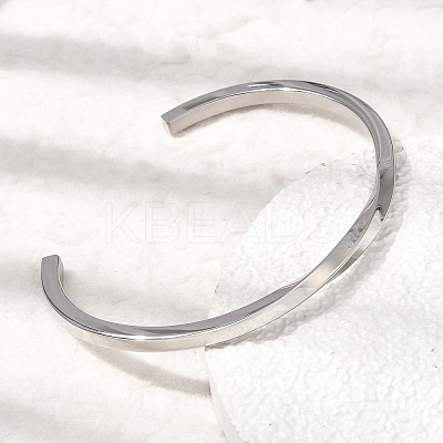 304 Stainless Steel Cuff Bangles for Women BJEW-H644-04P-1