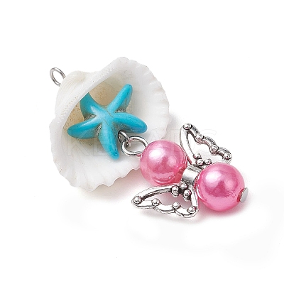 12Pcs Shell Pendants PALLOY-JF03695-02-1