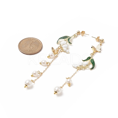 Alloy Enamel Flower with Butterfly Asymmetrical Earrings EJEW-JE05203-1