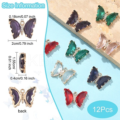 12Pcs 6 Colors Glass Pendants GLAA-YW0004-62-1