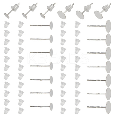 925 Sterling Silver Round Flat Pad Stud Earring Findings STER-GO0001-47-1