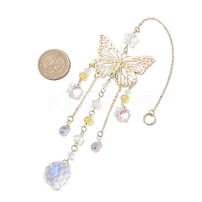 Brass Hollow Butterfly Pendant Decoration HJEW-TA00223-1