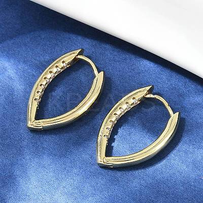 Brass Micro Pave Clear Cubic Zirconia Horse Eye Hoop Earrings EJEW-G446-04B-G-1