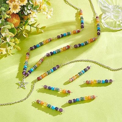 20Pcs Chakra Natural & Synthetic Gemstone Connector Charms FIND-HY0001-32-1
