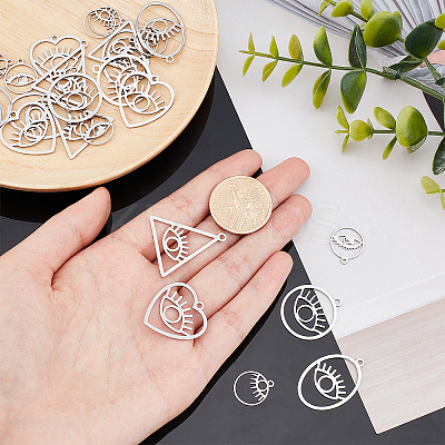 24Pcs 6 Style 201 Stainless Steel Pendants FIND-AR0002-03-1