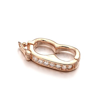Rack Plating Brass Micro Pave Cubic Zirconia Twister Clasps ZIRC-I012-16RG-RS-1
