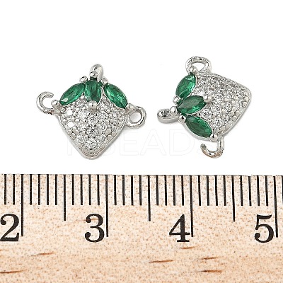 Brass Pave Green & Clear Cubic Zirconia Fruit Connector Charms KK-Z109-01P-03-1