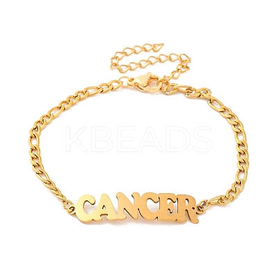 Constellation 202 Stainless Steel Figaro Chain Link Bracelets for Women Men AJEW-U006-01F-1