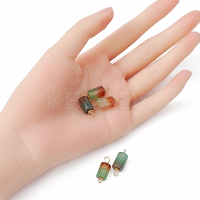 Natural Peacock Agate Connector Charms PALLOY-YW0001-54-1