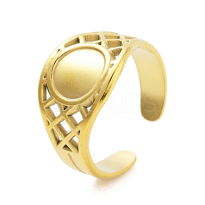 Real 18K Gold Plated 304 Stainless Steel Open Cuff Rings for Women RJEW-B061-01G-03-1