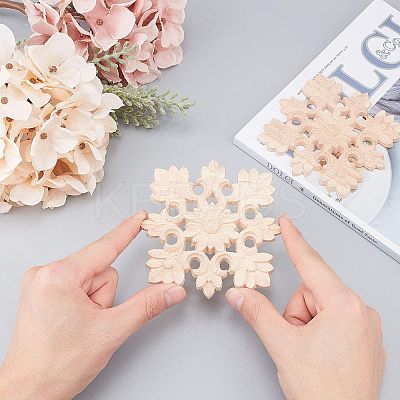 Natural Solid Wood Carved Onlay Applique Craft WOOD-WH0101-59-1