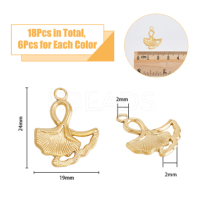 18Pcs 3 Colors 304 Stainless Steel Pendants STAS-DC0013-36-1
