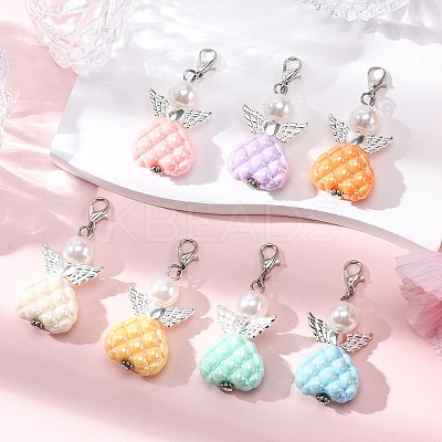 Angel Plastic Pearl & Acrylic Pendant Decorations HJEW-JM03466-1