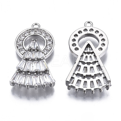 Brass Micro Pave Clear Cubic Zirconia Pendants ZIRC-S069-036P-1