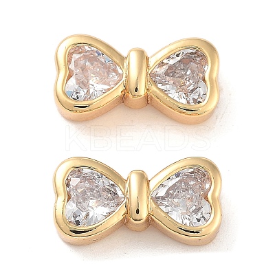 Brass with Clear Cubic Zirconia Beads KK-B102-38G-1