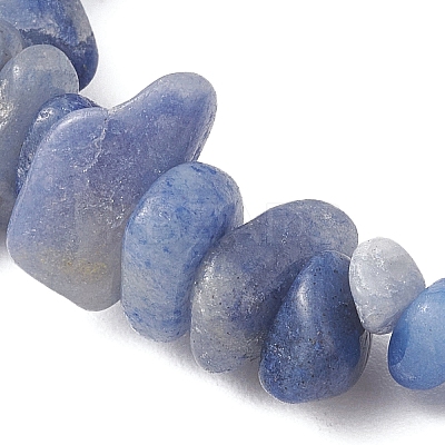 Dyed & Heated Natural Blue Aventurine Chip Beaded Stretch Bracelets for Men Women BJEW-JB12089-01-1
