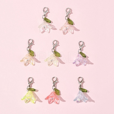 8Pcs 8 Colors Flower Acrylic Pendant Decorations HJEW-FS00034-01-1