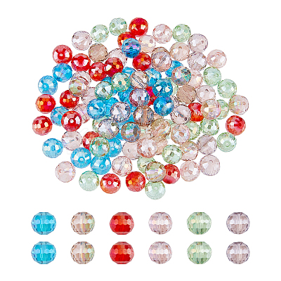120Pcs 6 Colors Electroplate Transparent Glass Beads Strands GLAA-FH0001-63-1