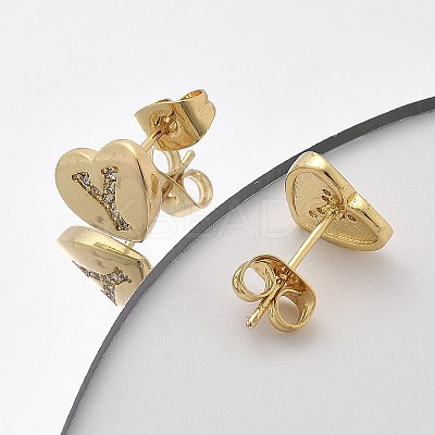 Rack Plating Brass Micro Pave Clear Cubic Zirconia Stud Earrings EJEW-K299-01G-Y-1