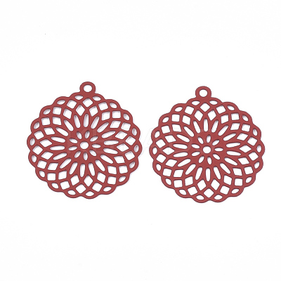 430 Stainless Steel Filigree Pendants STAS-T042-02C-1